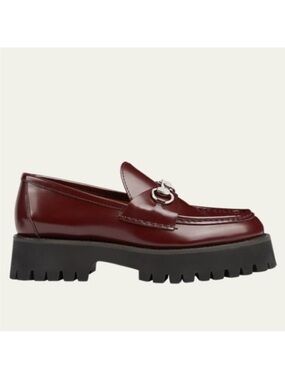 Gucci Sylke Leather Bit Loafers in Vintage Bordeaux Red NWOB